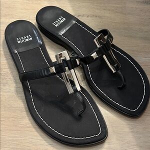 Stuart Weitzman Black Leather Sandals
